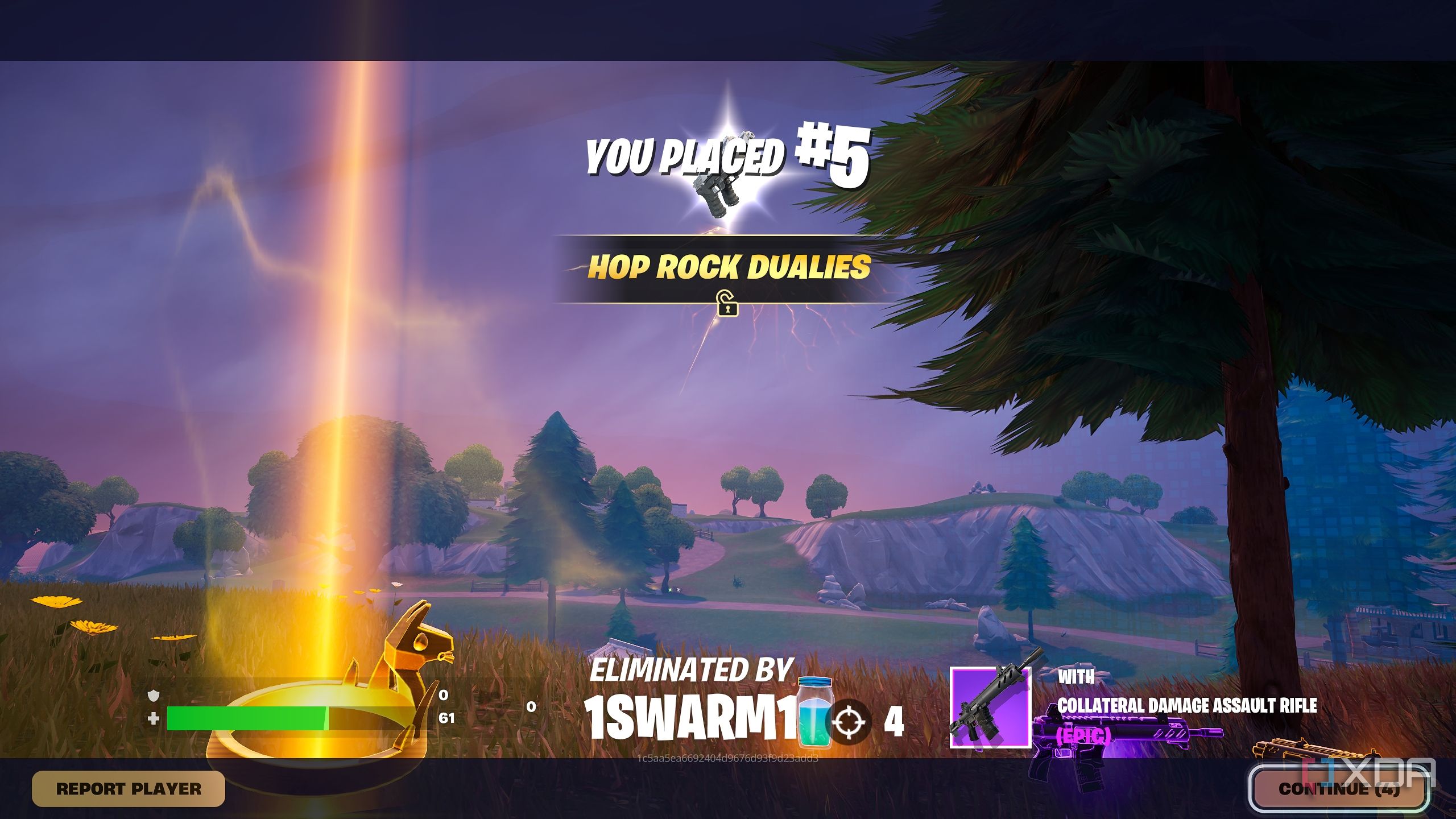 placing number 5 in the Blitz Royale mode in Fortnite.