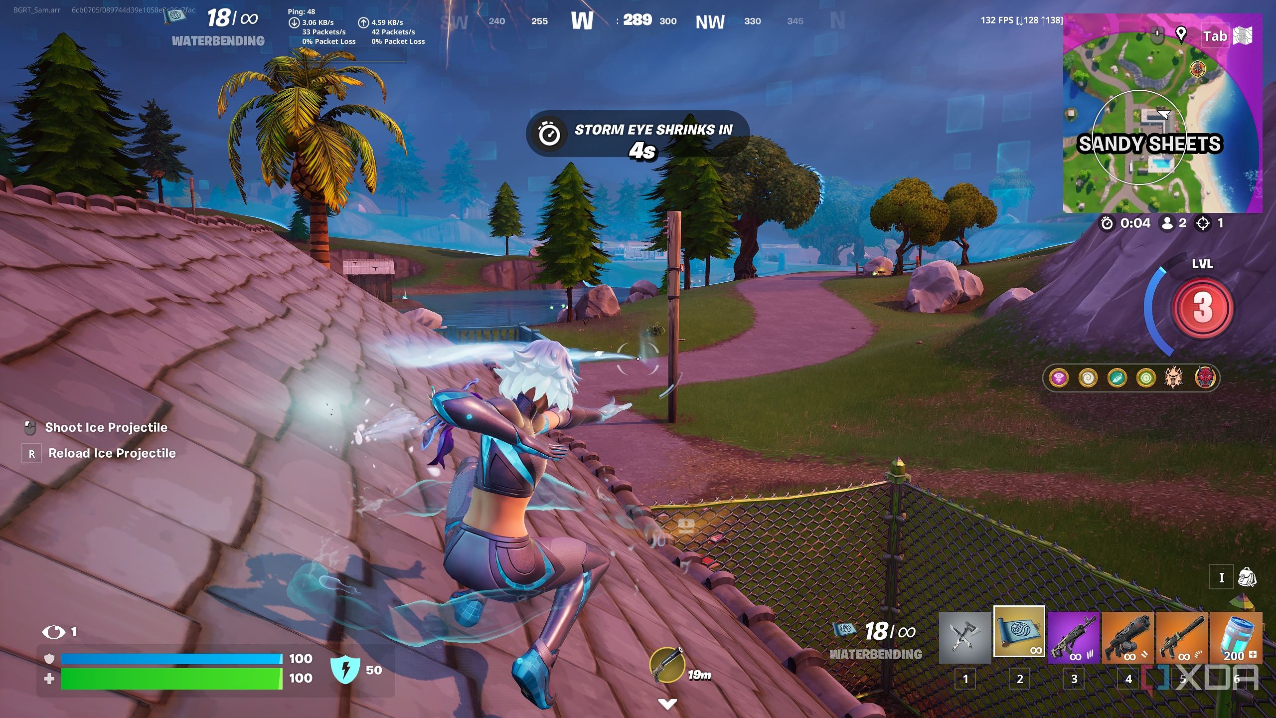 Using waterbending skills in the Blitz Royale mode in Fortnite.