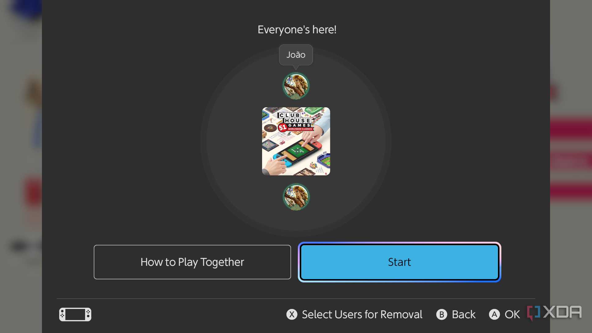 Screenshot of the interface before starting a GameShare session on Nintendo Switch 2