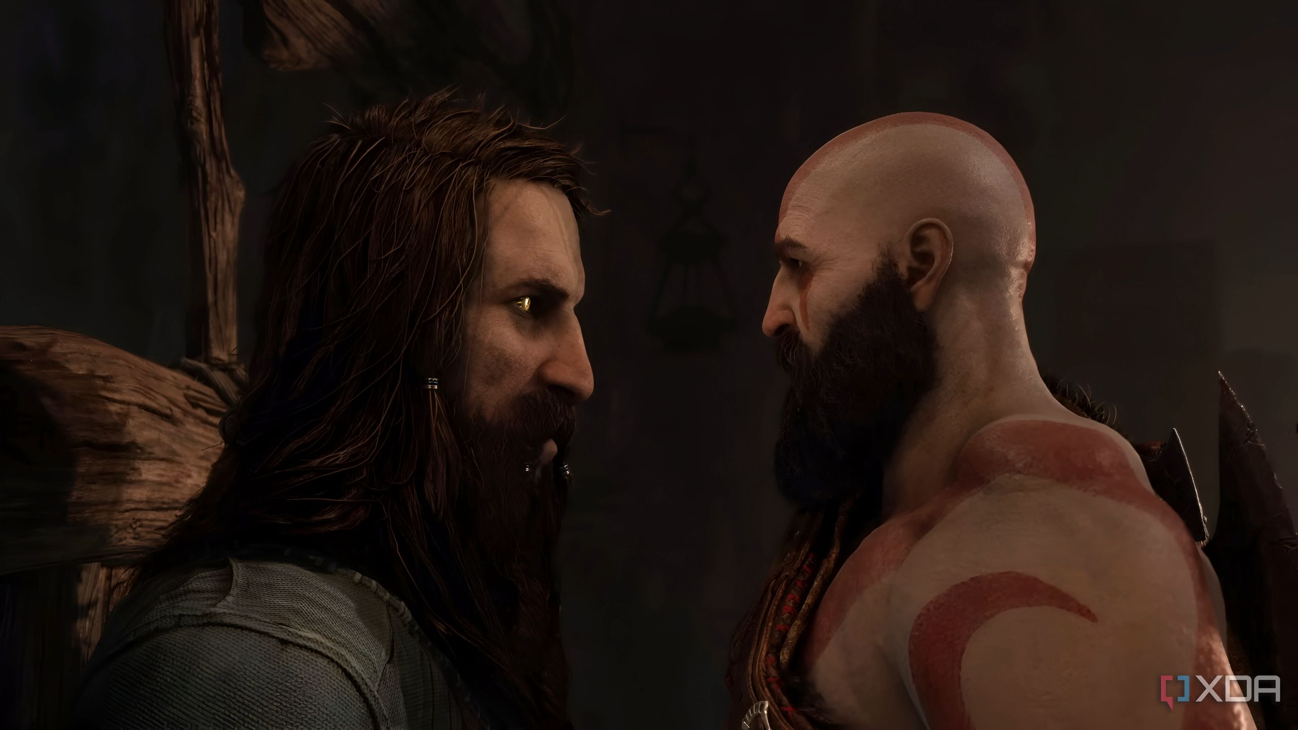 Kratos and Tyr in God of War Ragnarok.