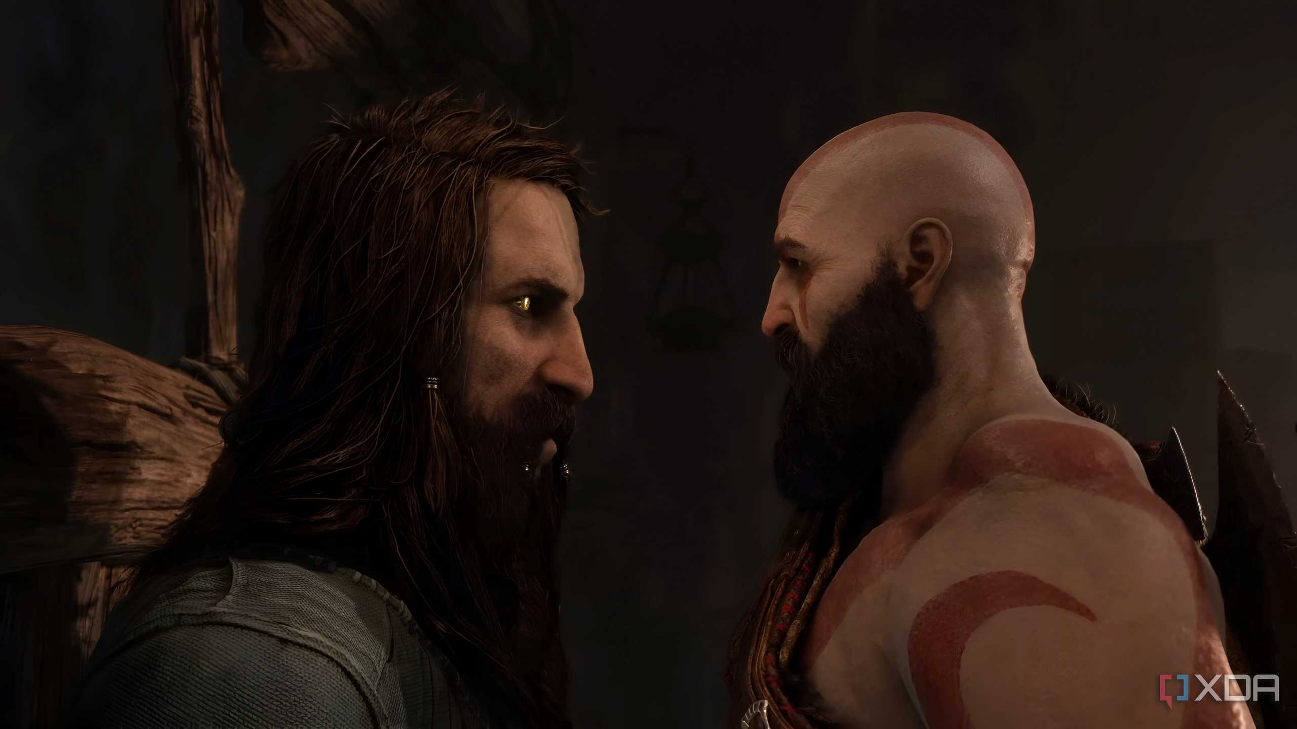 Kratos and Tyr in God of War Ragnarok.