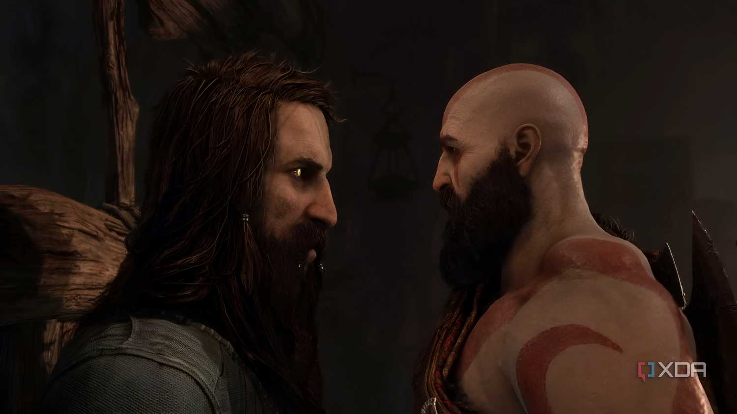 Kratos and Tyr in God of War Ragnarok.
