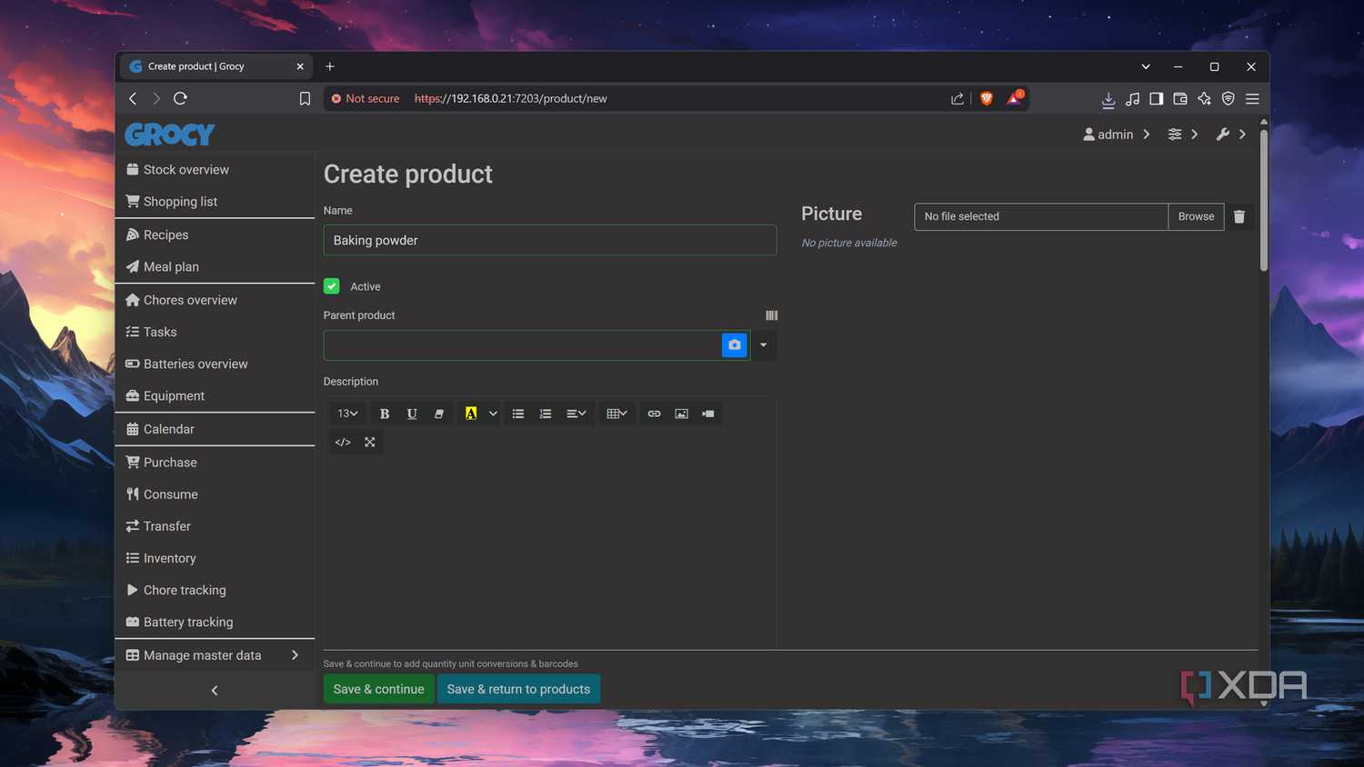 Adding a product to Grocy