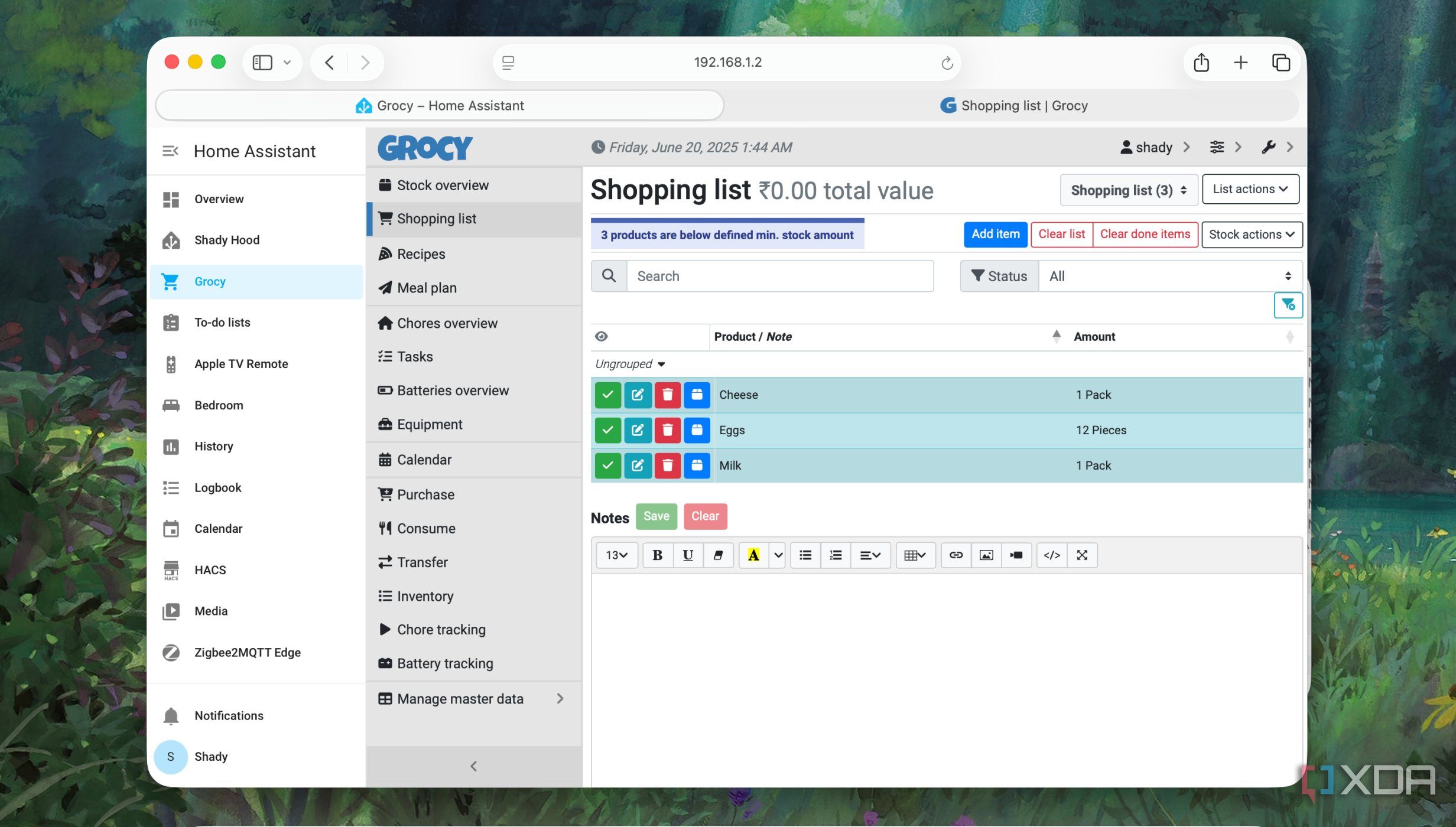 Grocy in Home Assistant