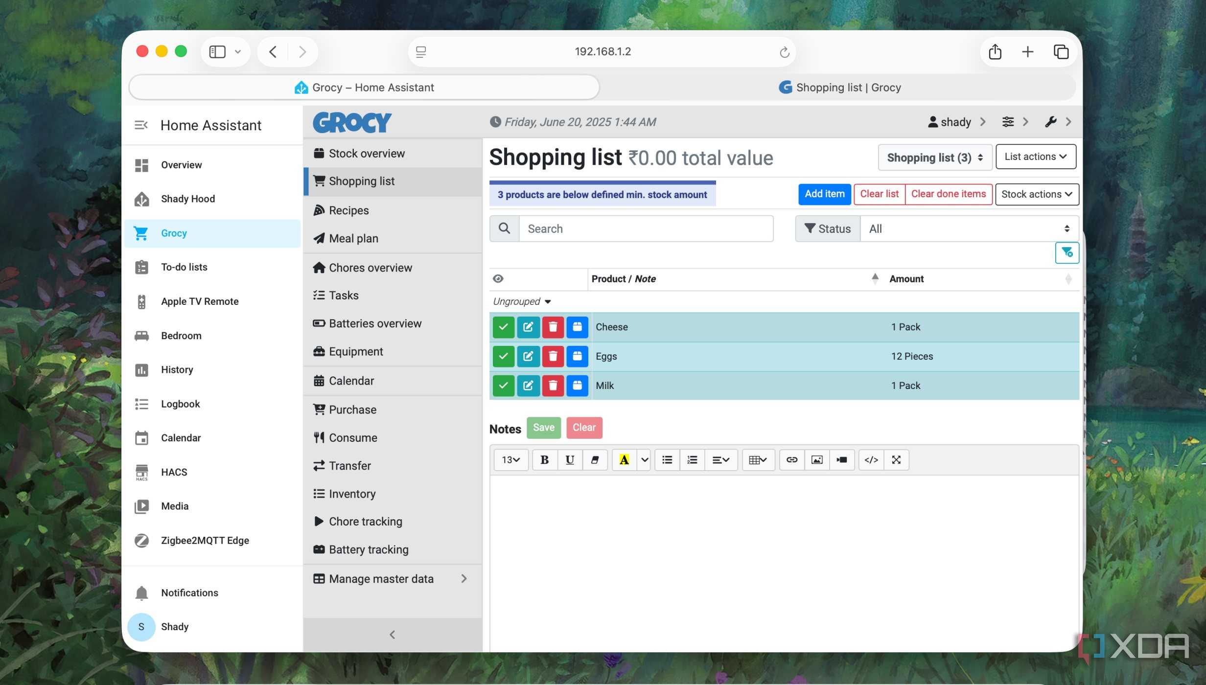 Grocy in Home Assistant