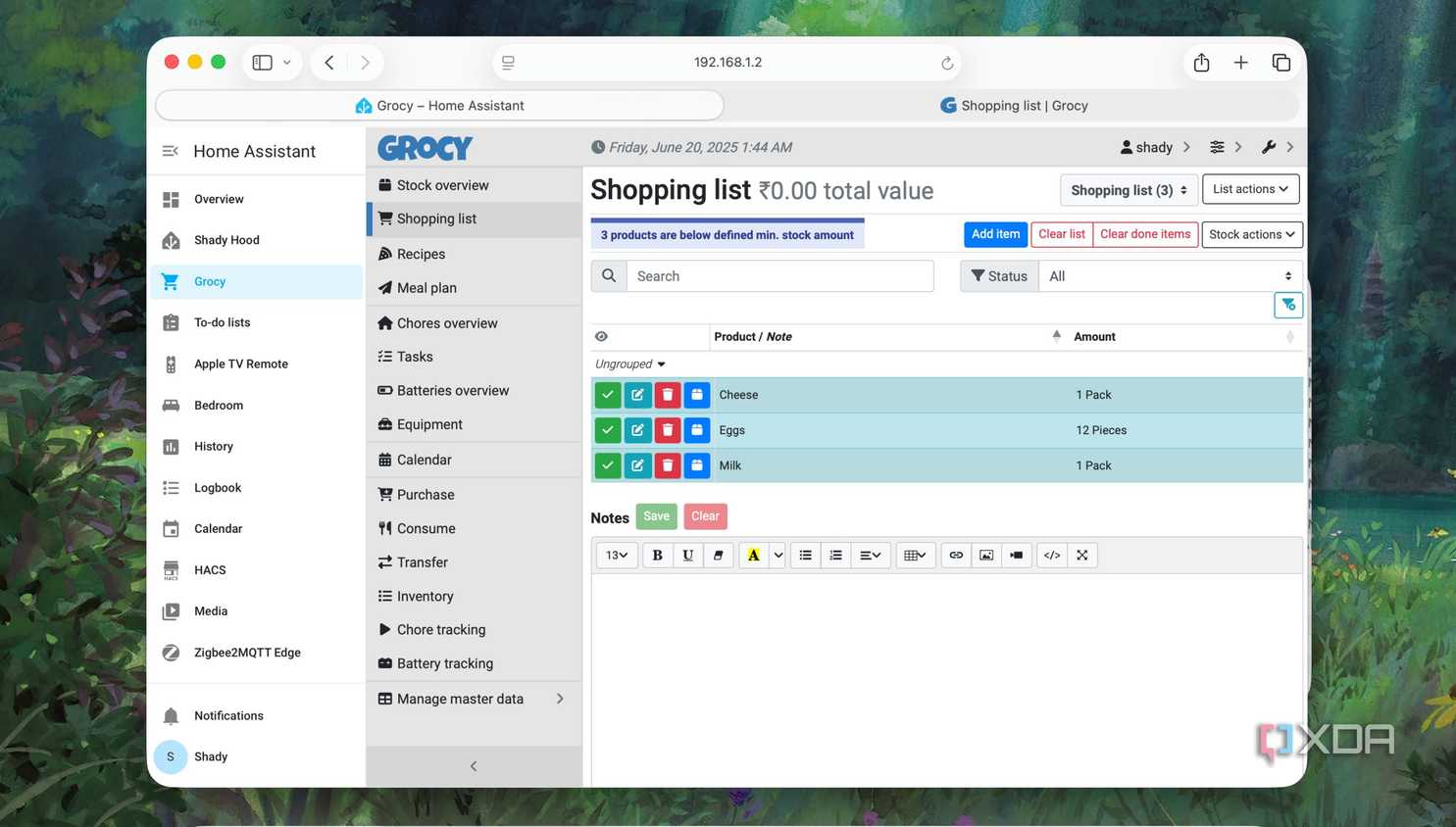 Grocy in Home Assistant