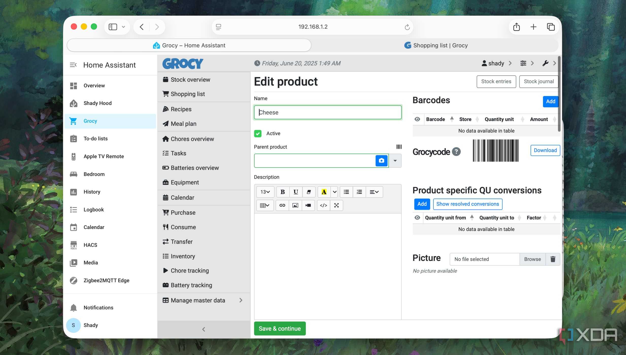 Grocy Integration Add or Edit a product in Home Assistant