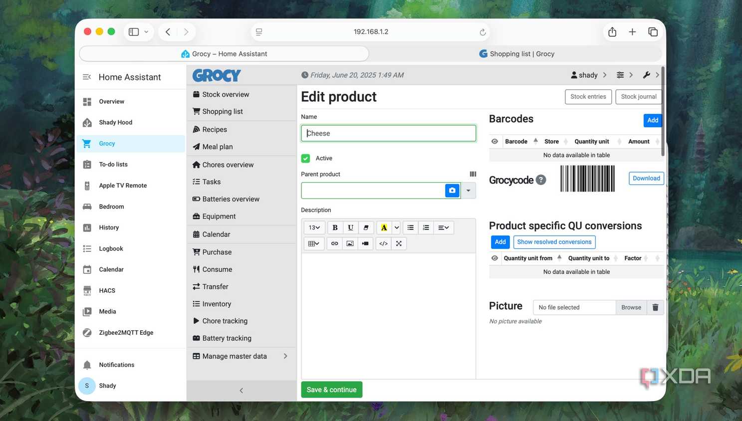 Grocy Integration Add or Edit a product in Home Assistant