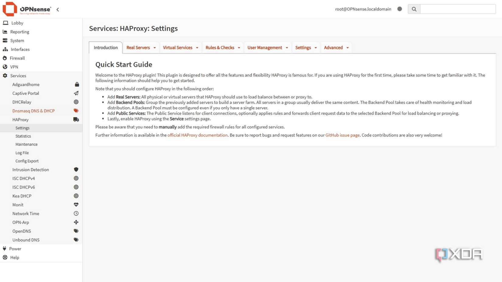 haproxy opnsense settings page