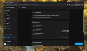 The Backup screen in HASS