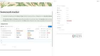 Add new notes in Homework Tracker Notion template