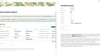 Notes block on homework tracker Notion template