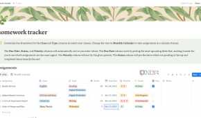 Homework Tracker Notion template