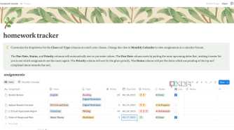 Homework Tracker Notion template
