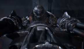 The Doom Slayer operating a turret in chapter 1 of Doom: The Dark Ages.