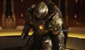 The Doom Slayer trying to stand up straight in Doom: The Dark Ages.