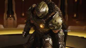 The Doom Slayer trying to stand up straight in Doom: The Dark Ages.