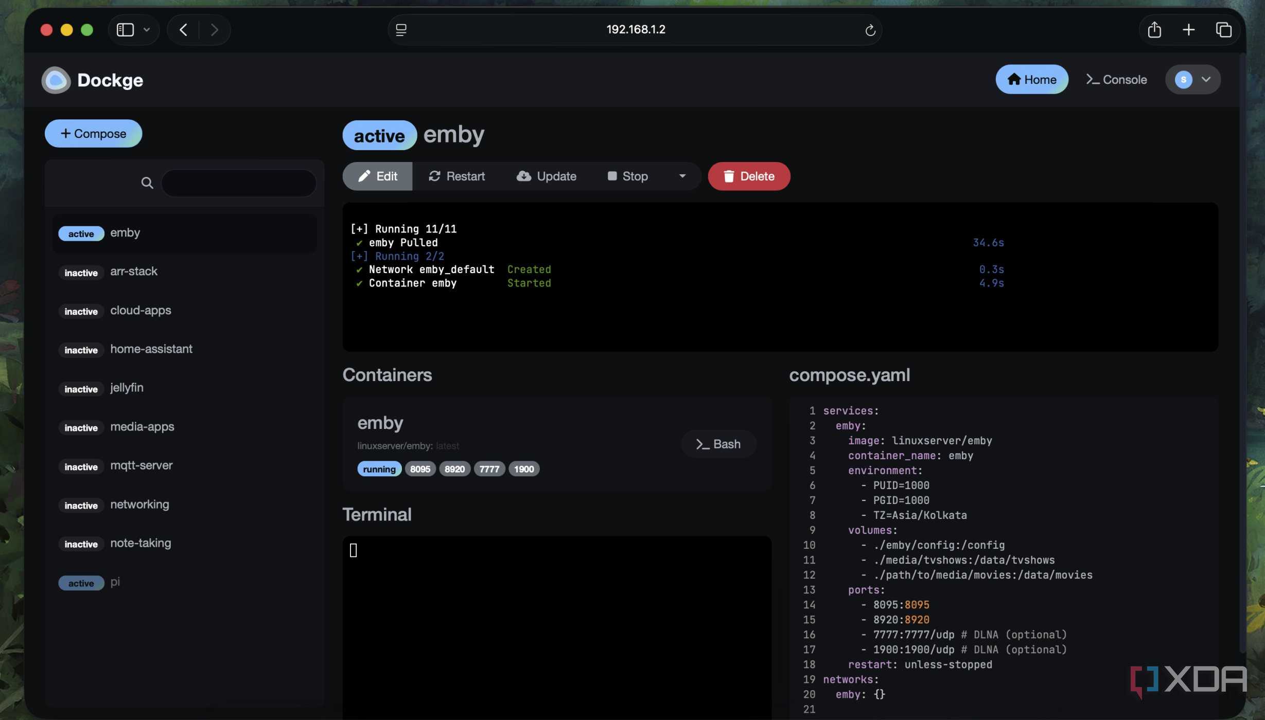 Deploying containers using Dockge