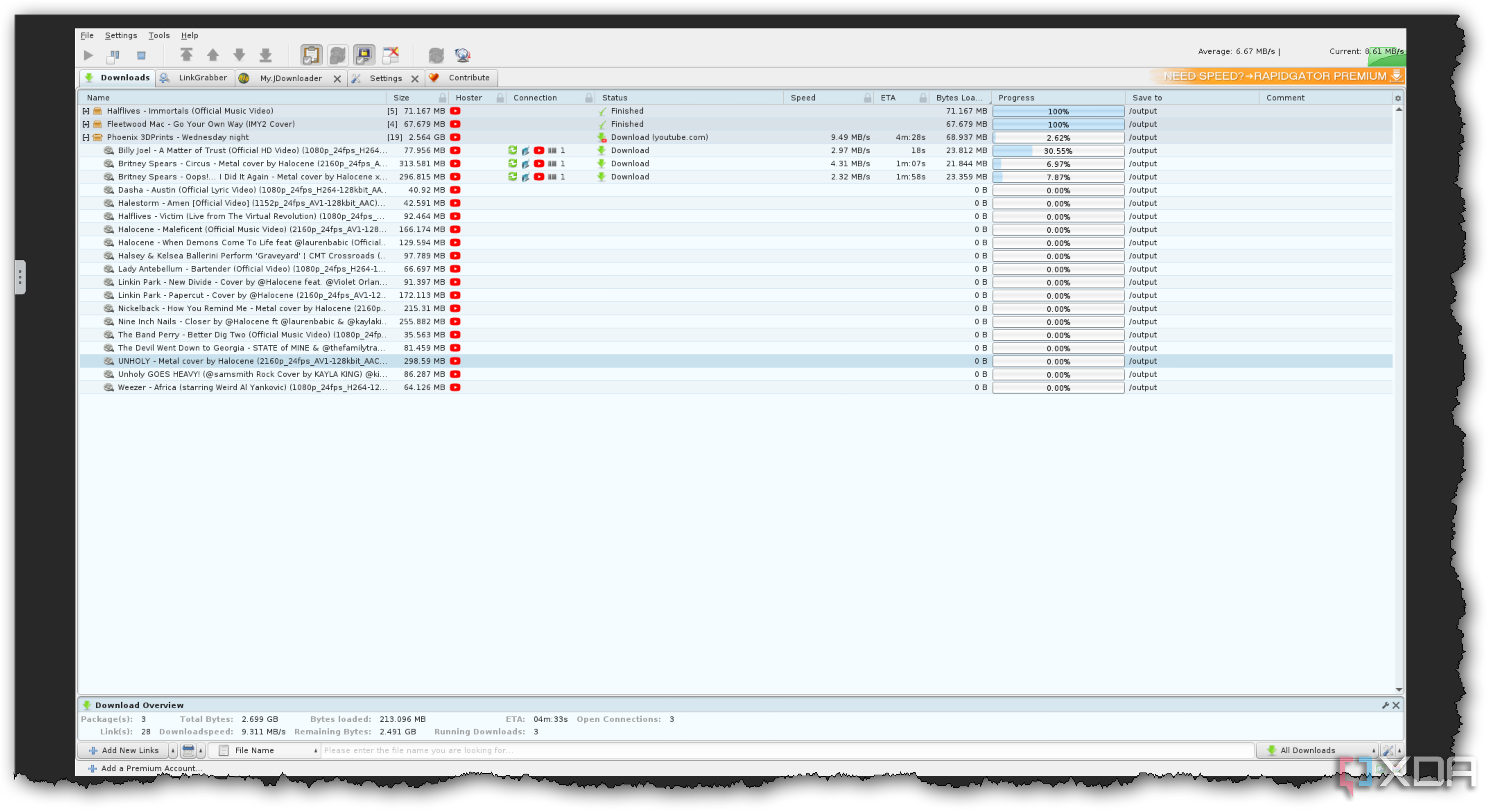JDownloader downloading a YouTube playlist-1