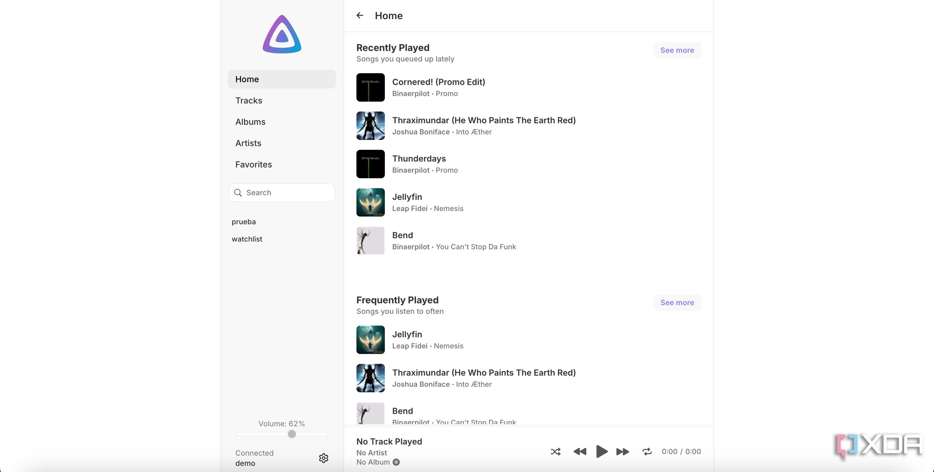 Jellyfin music app homescreen-1
