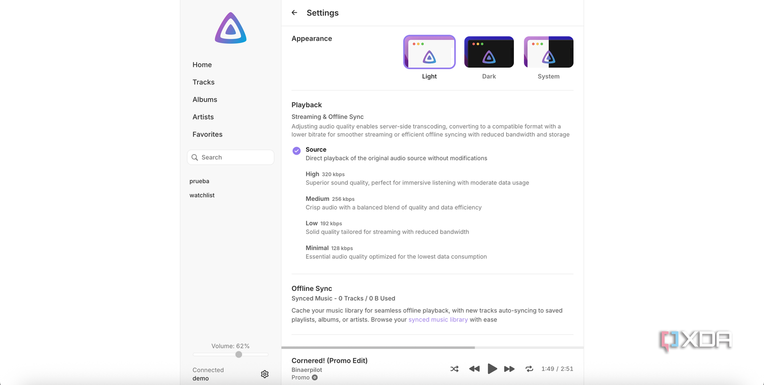 Jellyfin music app settings