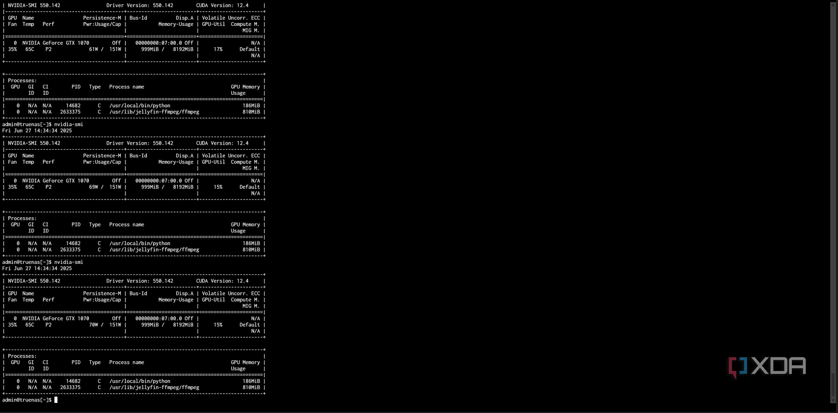 nvidia-smi power usage when streaming with jellyfin