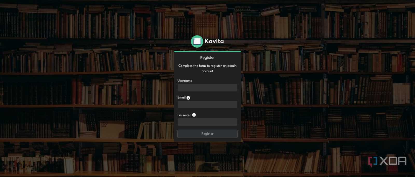 Kavita sign up page
