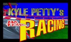 Title screen for the SNES game Kyle Petty's No Fear Racing.