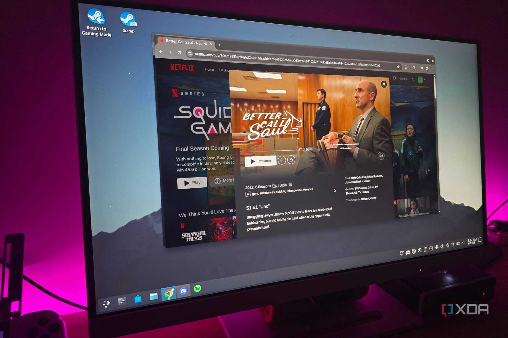 Una computadora Linux que ejecuta Netflix en Google Chrome