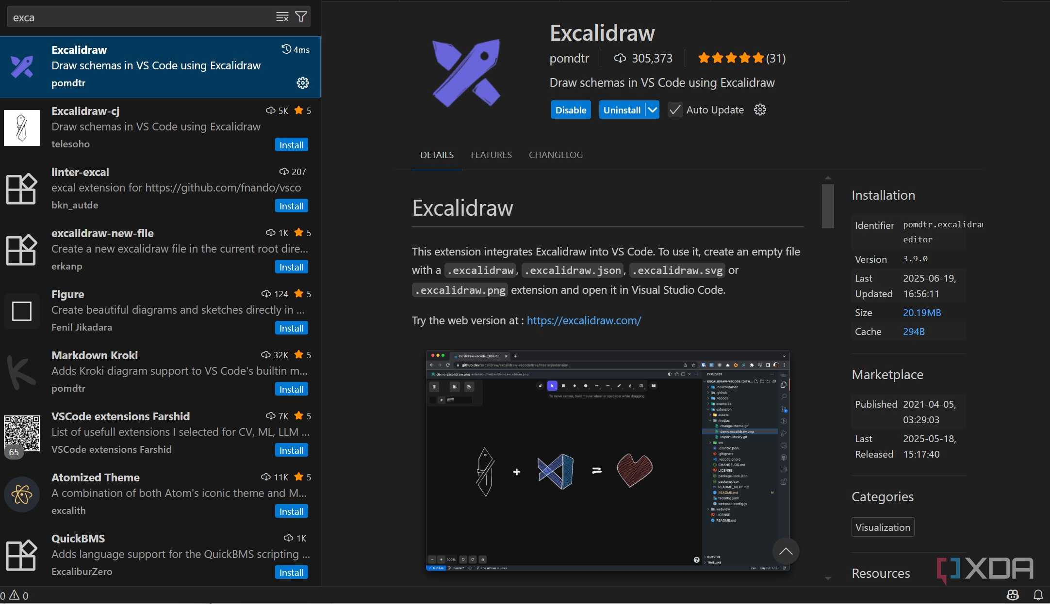 Excalidraw in extension store