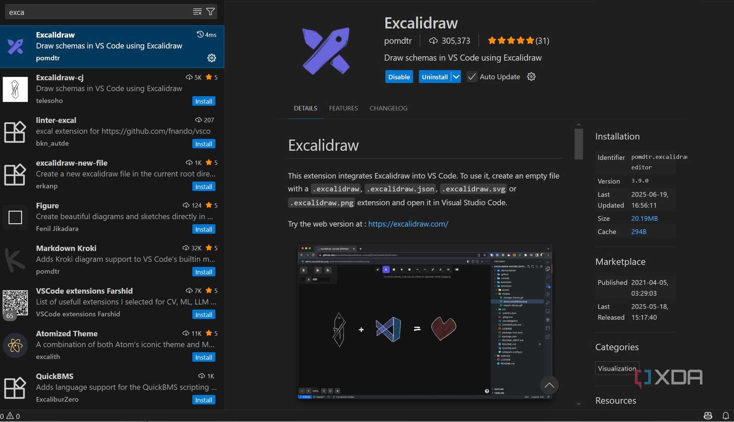 Excalidraw in extension store