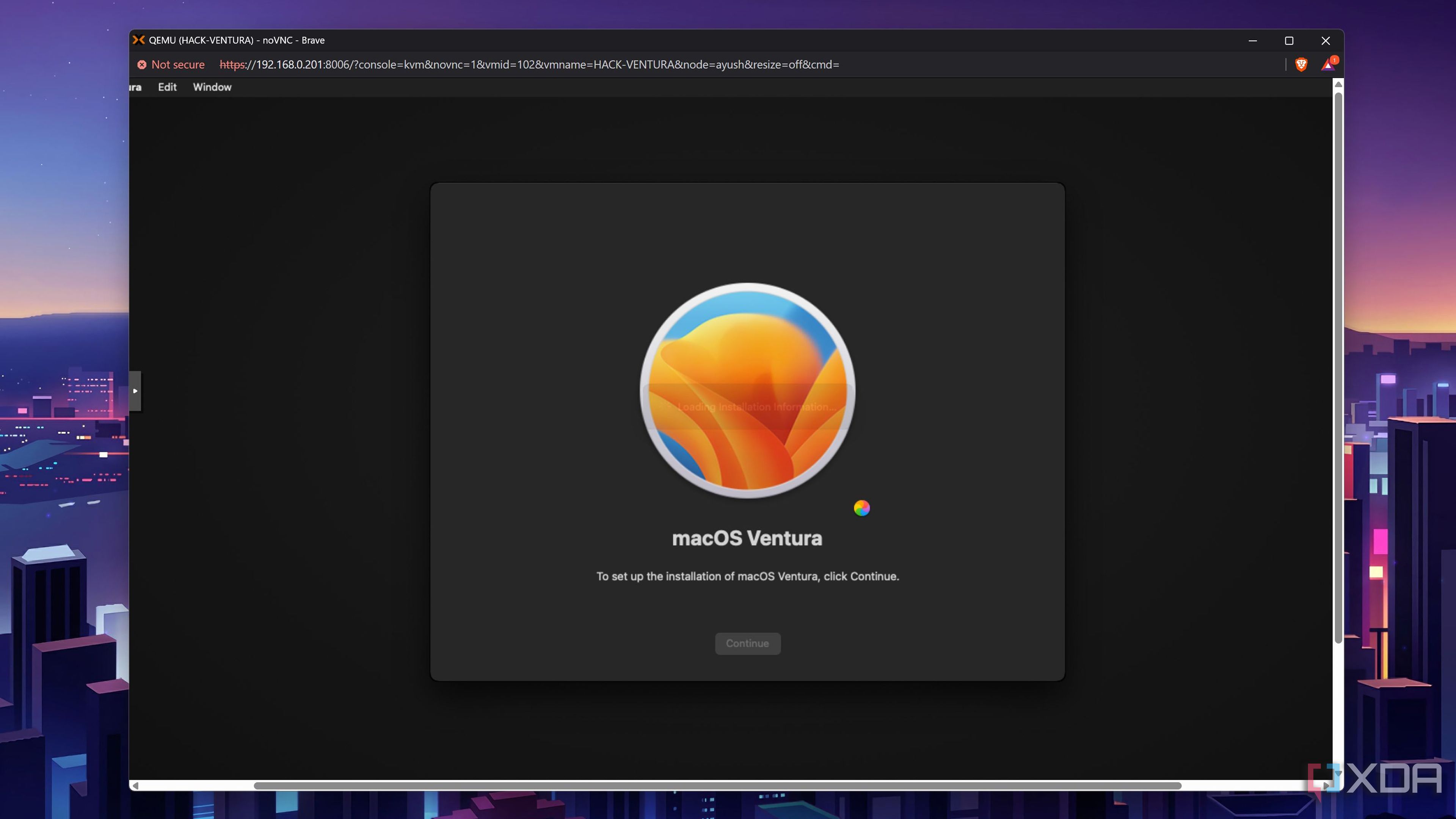 Continuing with the macOS installation