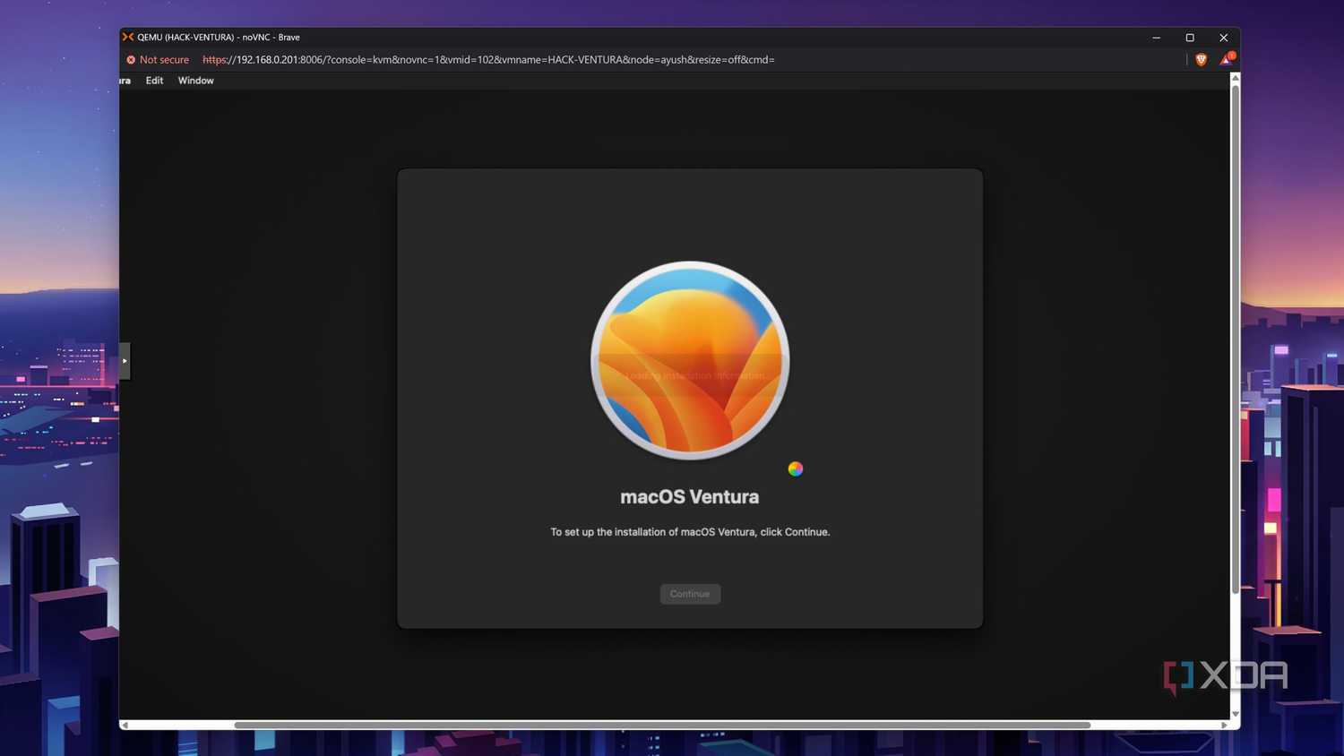 Continuing with the macOS installation