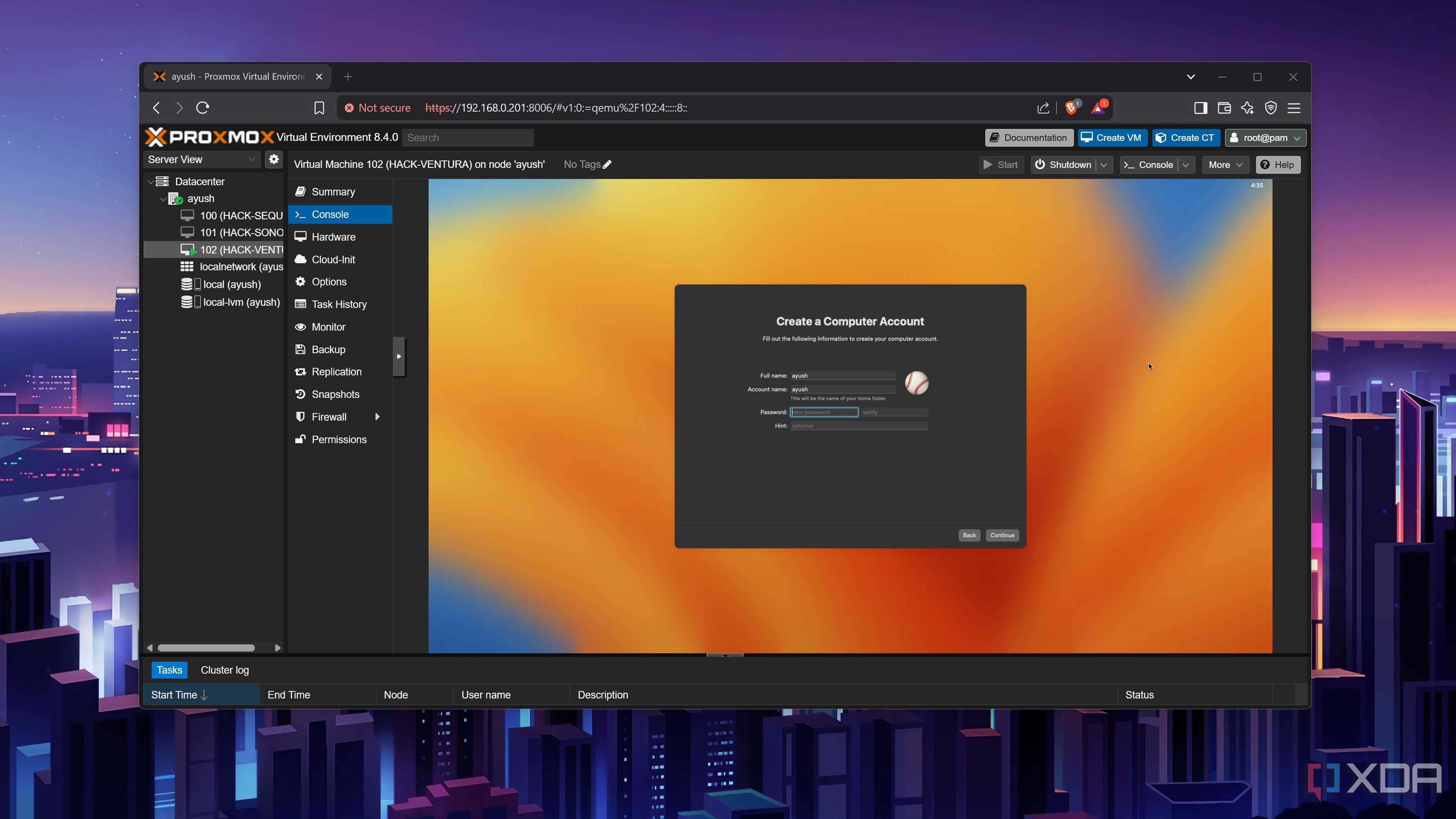 Creating a user inside a macOS VM