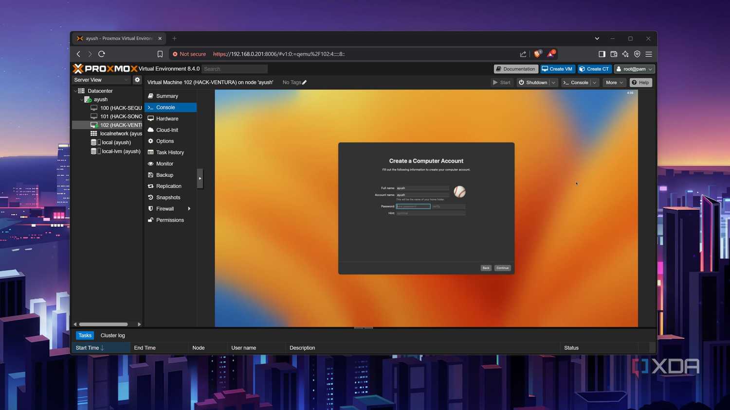 Creating a user inside a macOS VM