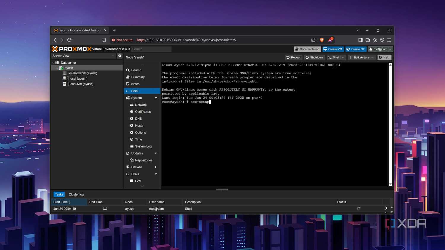 Running osx-setup on Proxmox