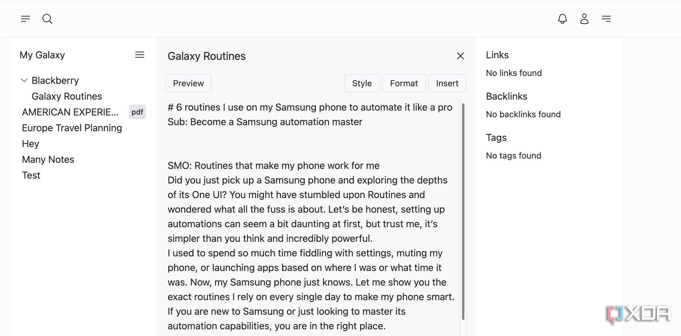 Many Notes backlinks