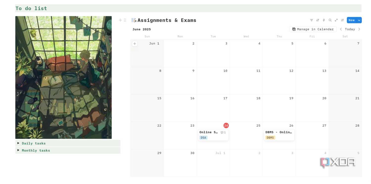 Matcha student planner Notion template calendar view