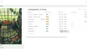 Matcha student planner Notion template list view