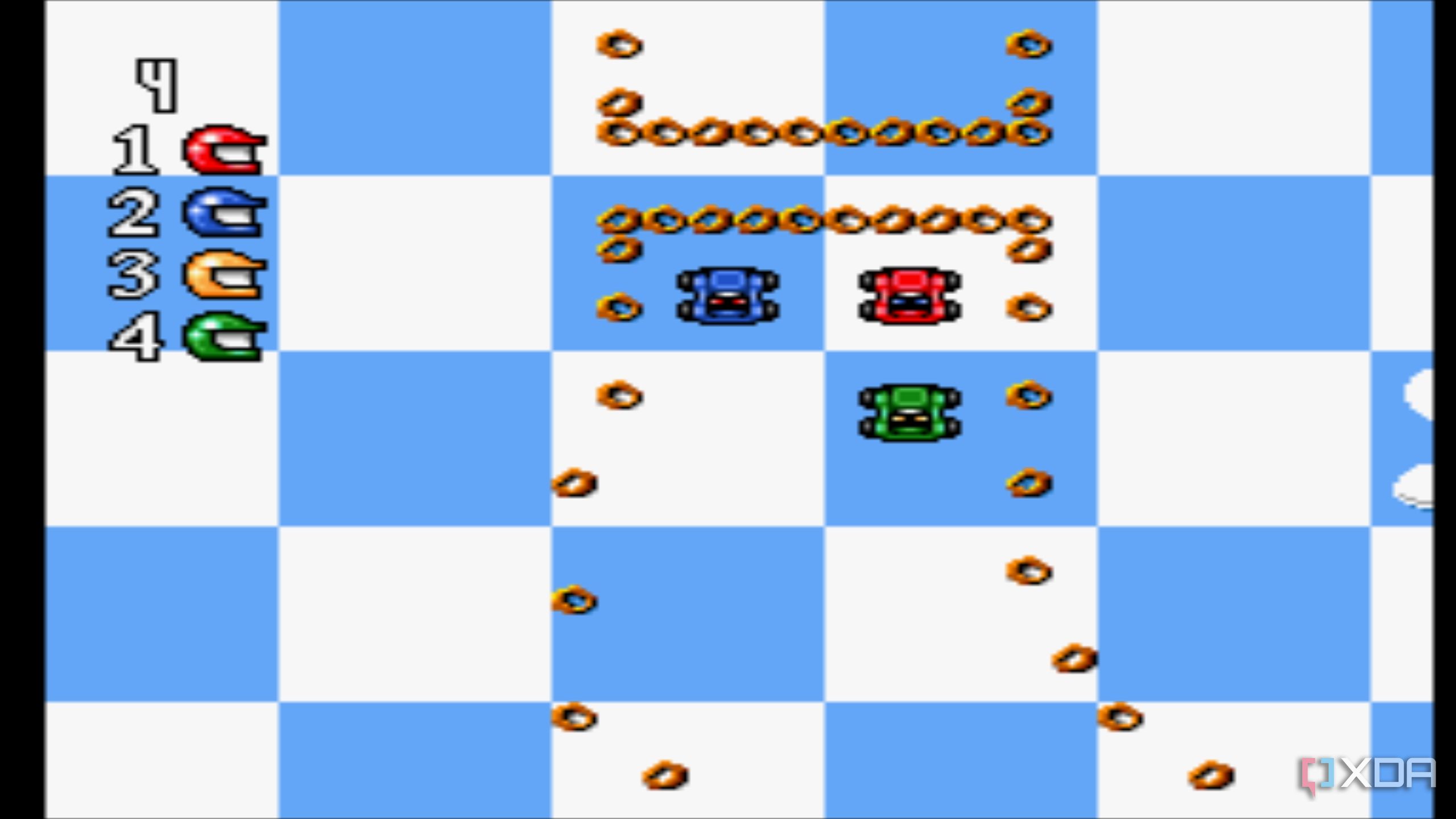 Racing in the SNES game MicroMachines.