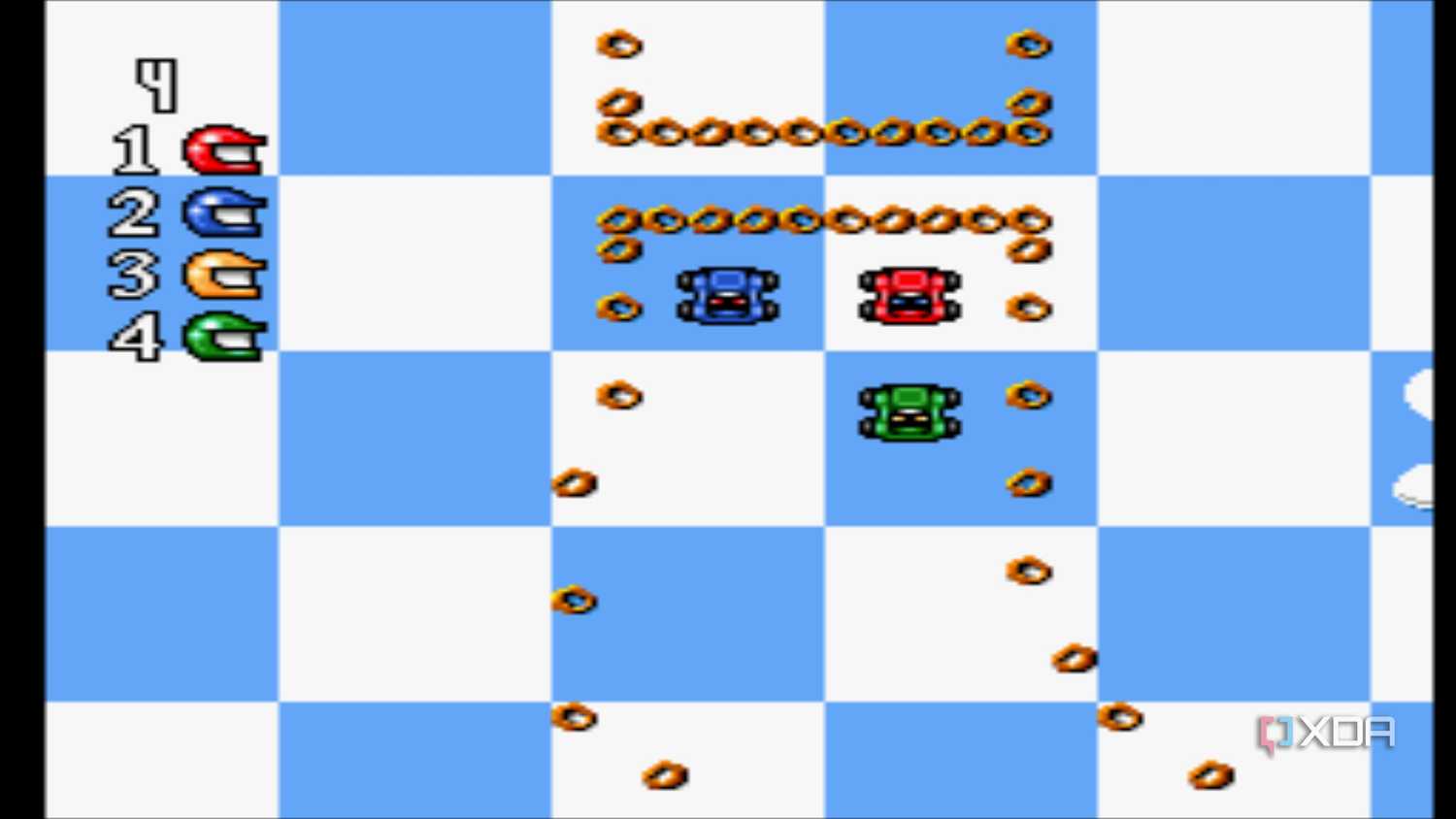 Racing in the SNES game MicroMachines.