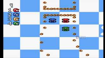 Racing in the SNES game MicroMachines.