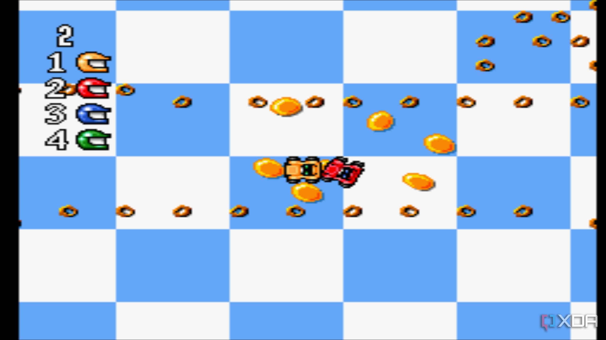 Racing in the SNES game MicroMachines.