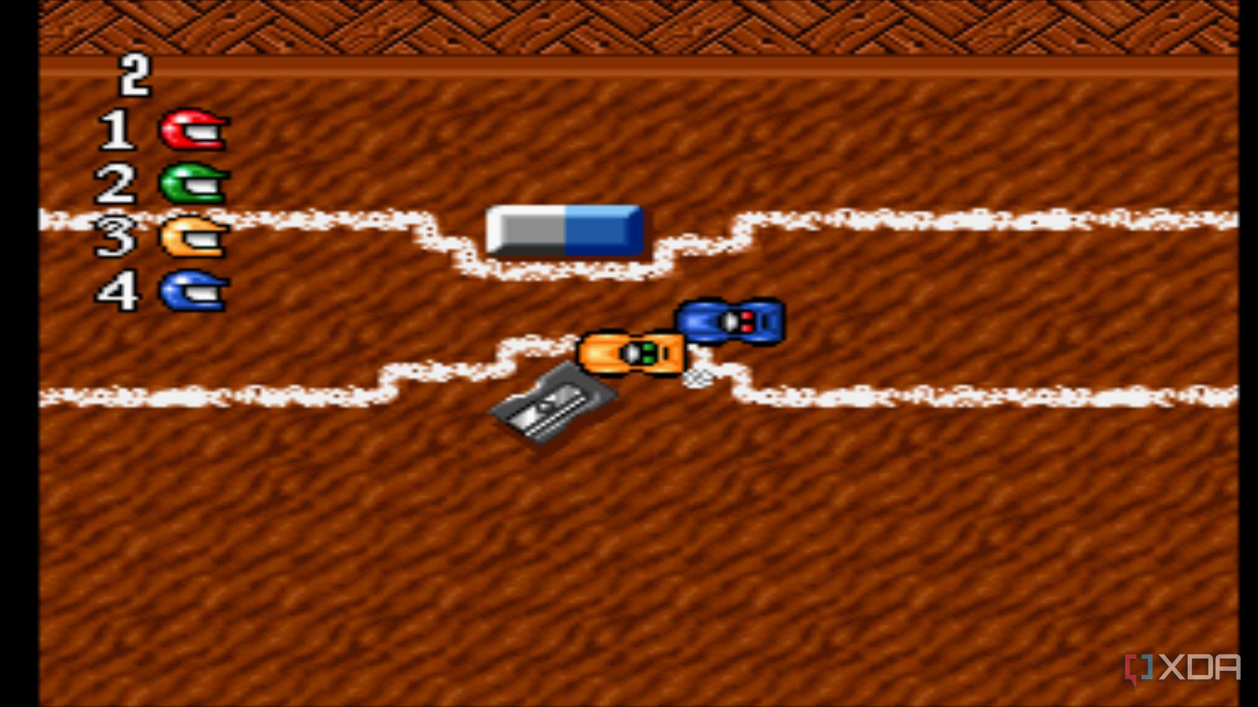 Level two race in the SNES game MicroMachines.