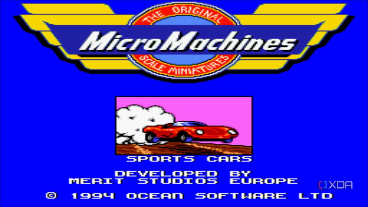 Splash screen from the SNES game MicroMachines.