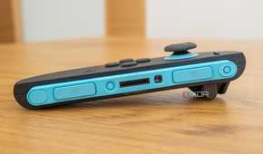 Close-up of the connector area of the Joy-Con 2 showing the mouse sensor