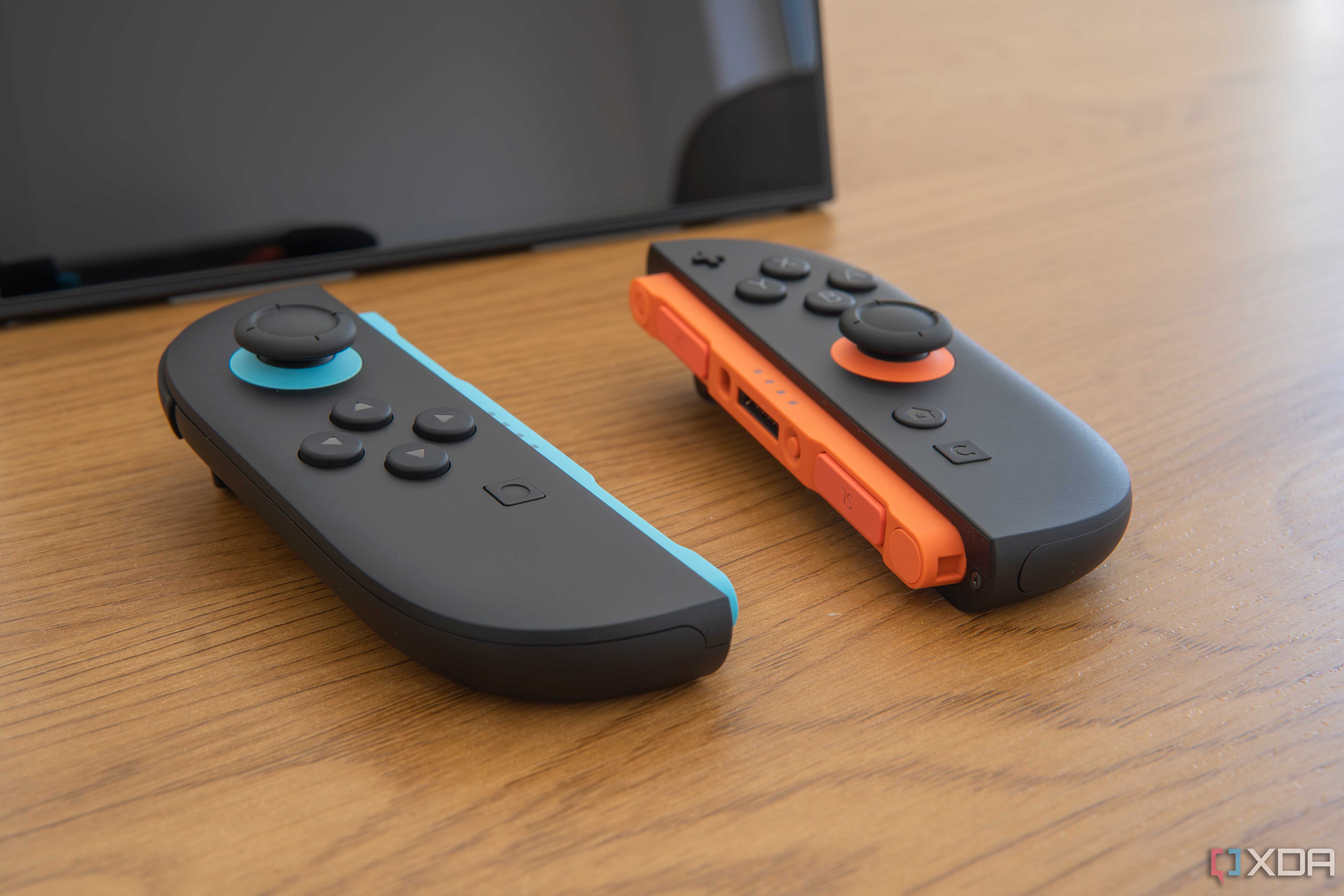 Close-up of the two joy-Con 2 controllers detached from the Nintendo Switch 2