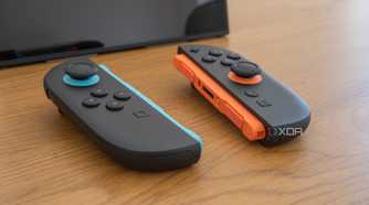 Close-up of the two joy-Con 2 controllers detached from the Nintendo Switch 2