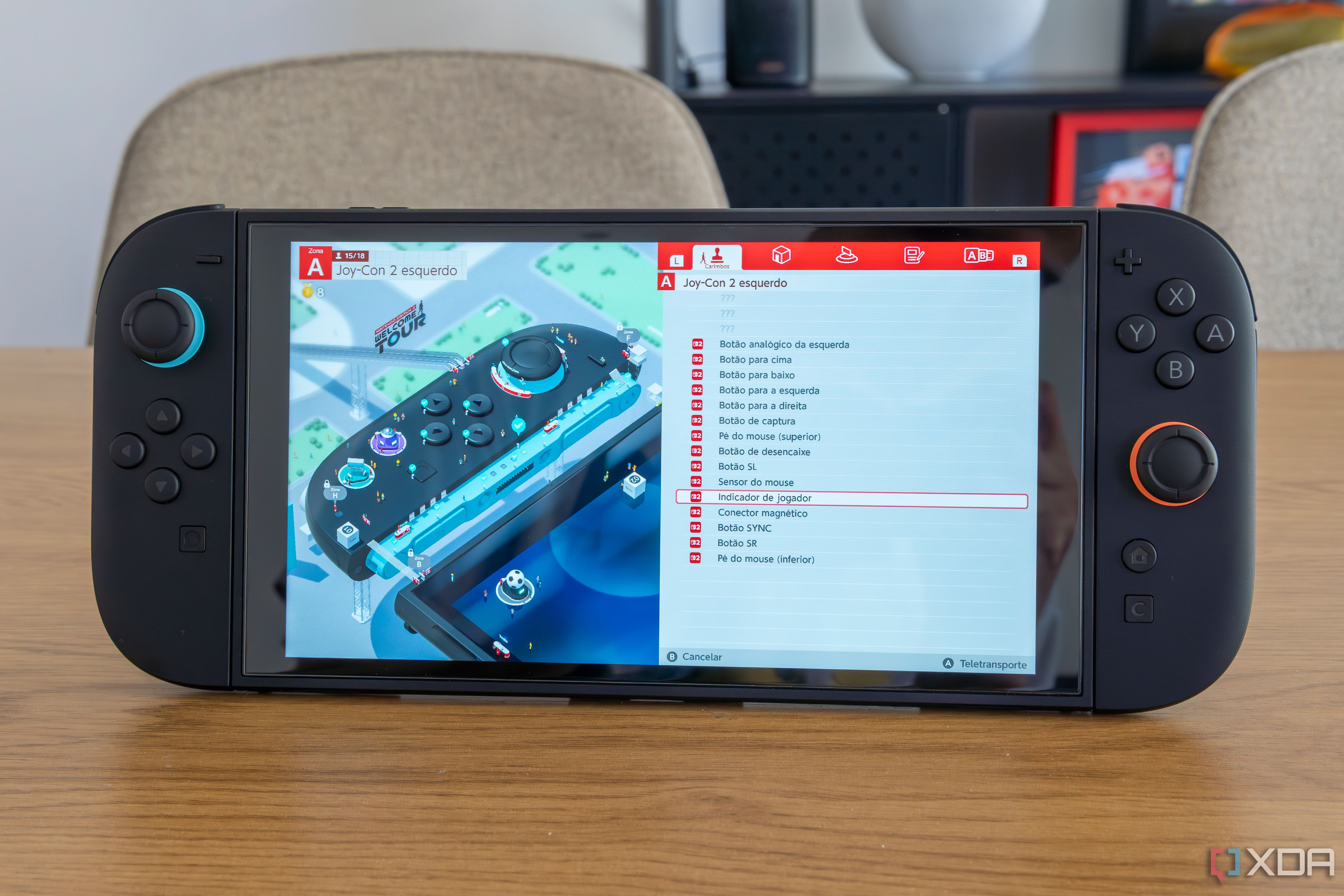 A Nintendo Switch 2 running Nintendo Switch 2 Welcome Tour with the Joy-Con 2 attached