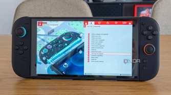 A Nintendo Switch 2 running Nintendo Switch 2 Welcome Tour with the Joy-Con 2 attached